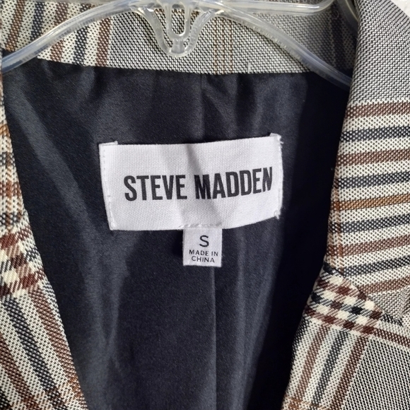 Steve Madden Talkshow Host Plaid Print Blazer sz S - Picture 5 of 9